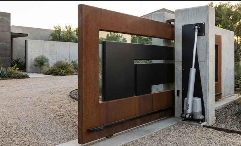 Moteur vérin : la solution robuste pour un portail en acier lourd