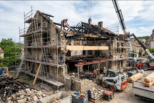Réhabilitation lourde après incendie : structure et toiture