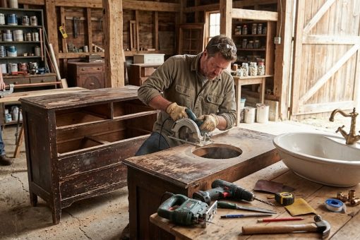 Seconde vie mobilier : transformer une vieille commode en meuble vasque