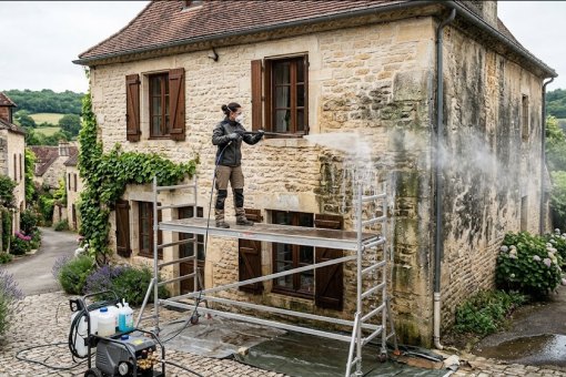 Nettoyage basse pression de façade : préserver le calcin de la pierre