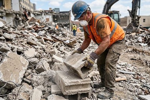 Équipement de protection de la main d&rsquo;œuvre pour la manutention de gravats