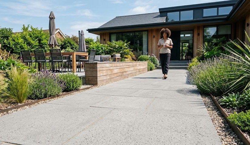 Pavés béton grands formats : la tendance XXL