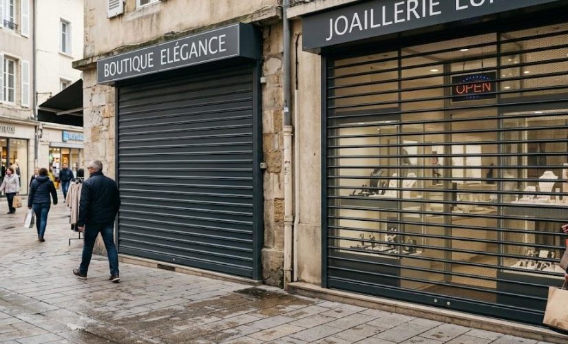 Rideau métallique à lames pleines ou micro-perforées : visibilité vitrine