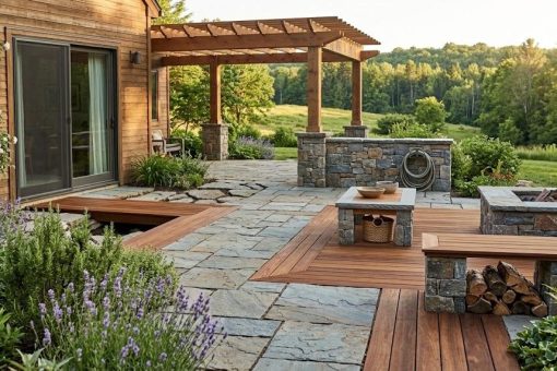 Associer pierre et bois : l&rsquo;alliance parfaite pour une terrasse de caractère