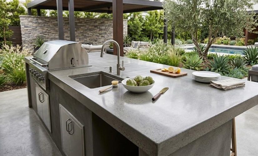 Le béton ciré, le choix moderne pour un plan de travail extérieur